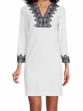 preston and york lace dresses Preston & York Size 12 White Fay Lace Scoop Neck Short Sleeve Dress Cocktail B48